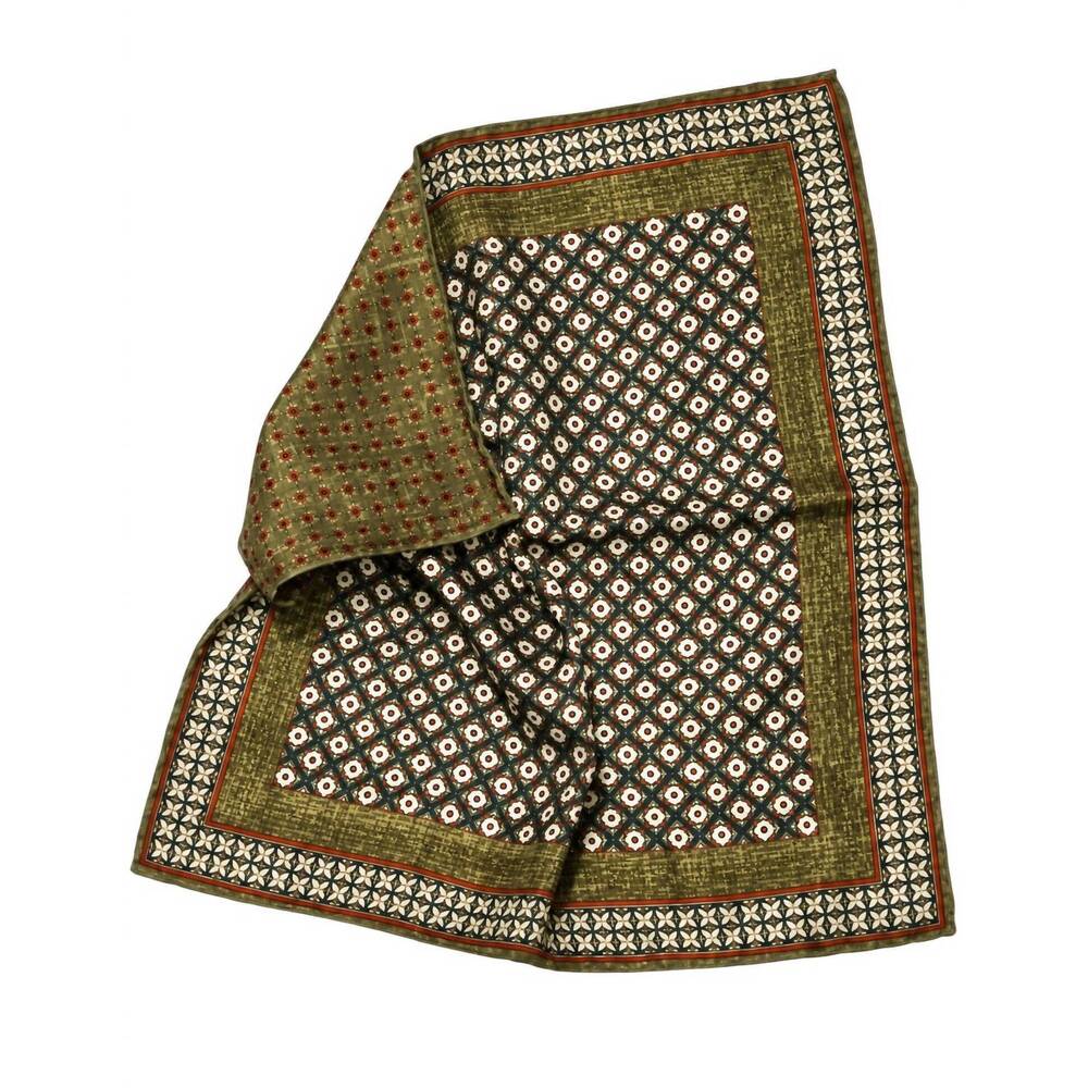 NEW EDWARD ARMAH dots print pocket square hand roll in olive